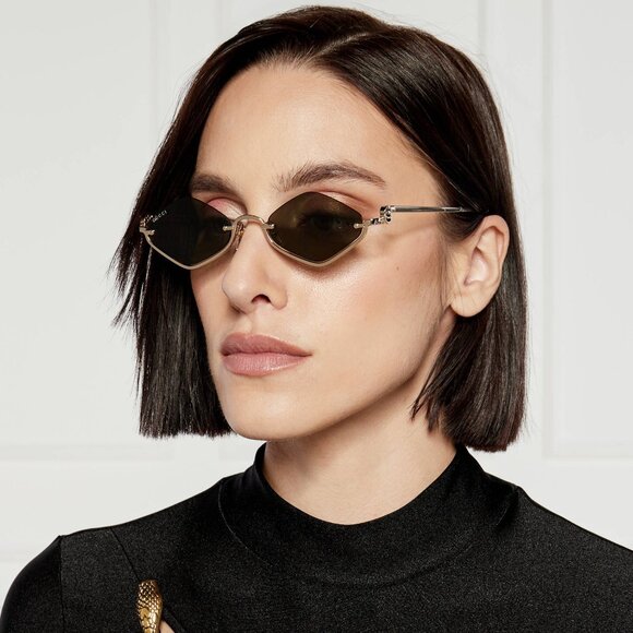 Gucci Women Sunglasses Gold Brown Geometric GG1604S 002 BRAND NEW main image 4